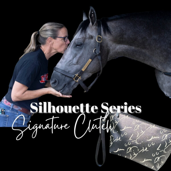 Silhouette Series Signature Clutch by Jena Antonucci inspired by Arcangelo and horse racing history