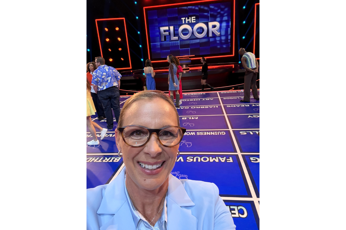 Jena Antonucci on the set of FOX's The Floor game show